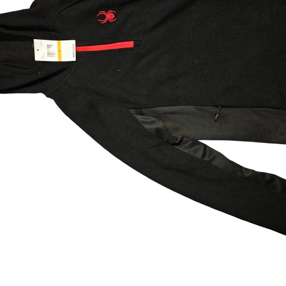 Spyder Men's Racer 1/4 Zip Pullover Hoodie Black Size Small - Picture 4 of 5